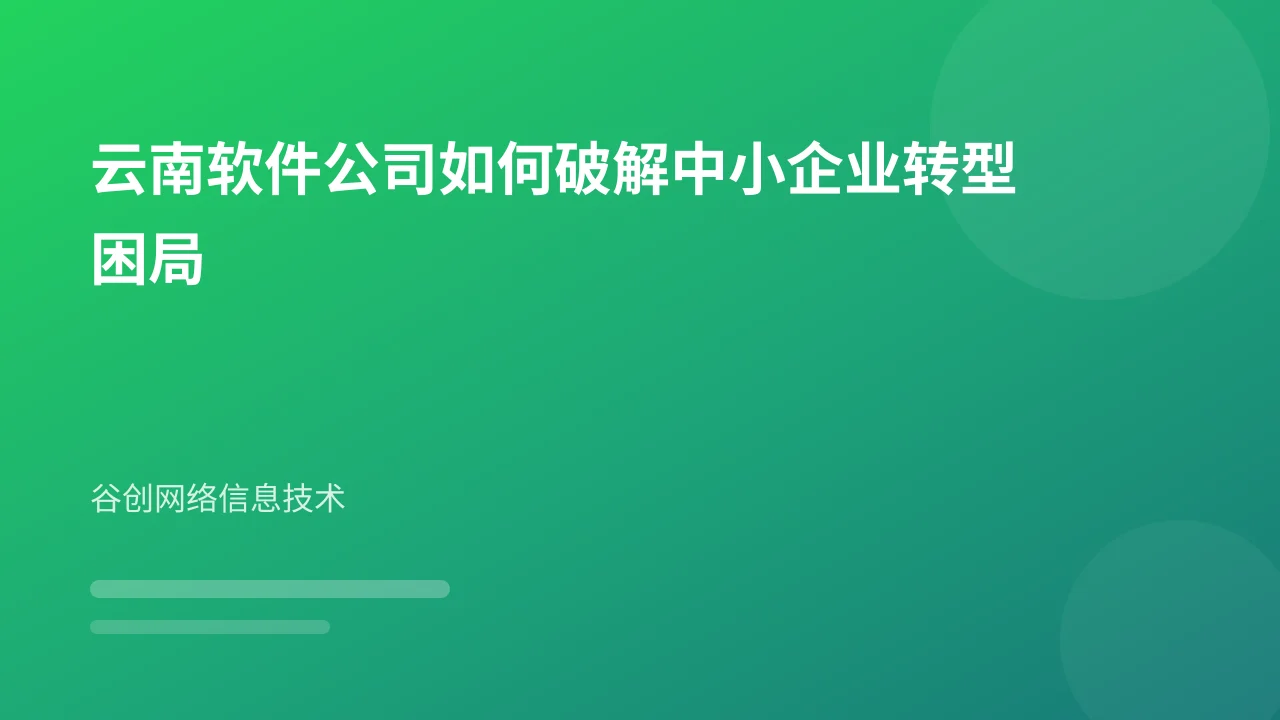 云南软件公司如何破解中小企业转型困局